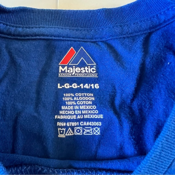 Majestic Kansas City Royals Baseball Large 14/16 Blue Cain Shirt Top Tee - Picture 3 of 5